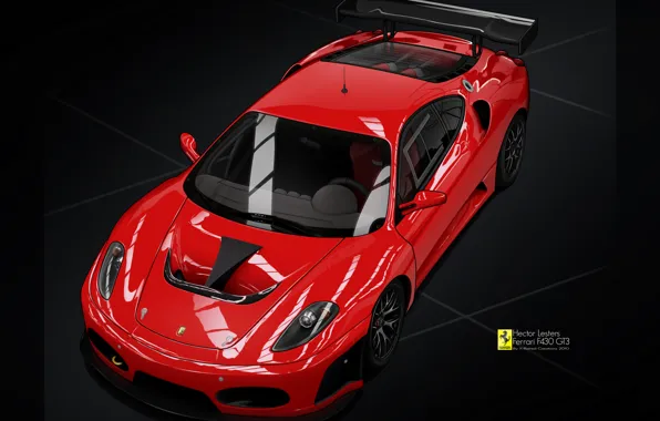 Vector, Ferrari F430, red, drawing