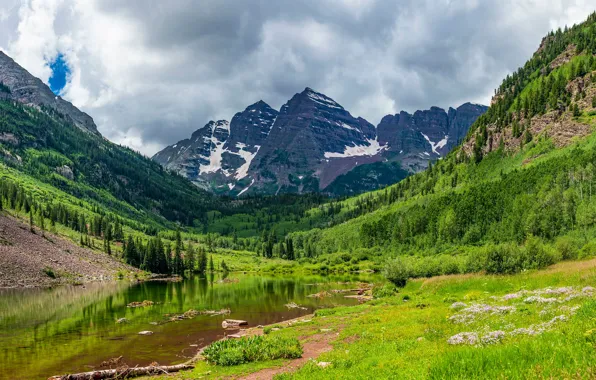 Picture Maroon Bells, Colorado, mountains, USA