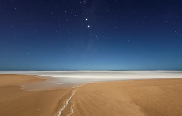Picture beach, the sky, stars, night, the ocean, the evening, constellation