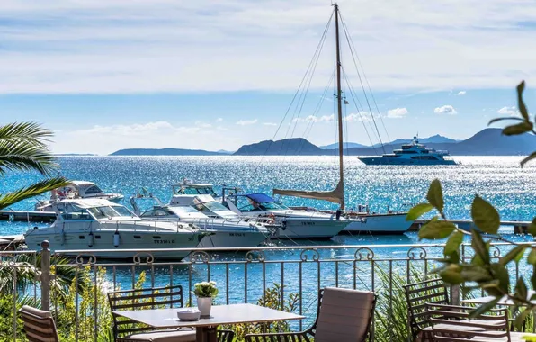 Sea, Marina, yachts, Italy, restaurant, Sardinia, Olbia, Hotel Gabbiano Azzurro