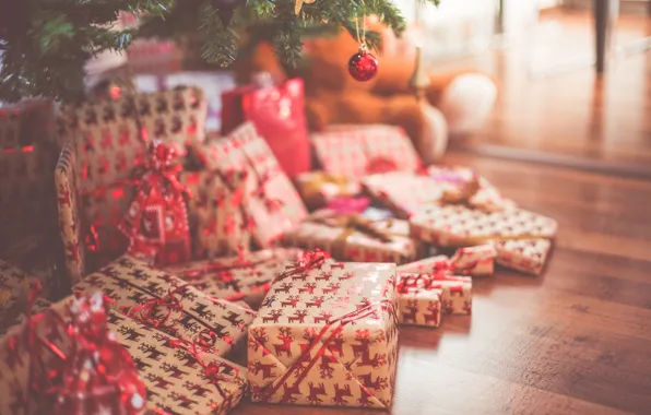 Holiday, box, new year, gifts, deer
