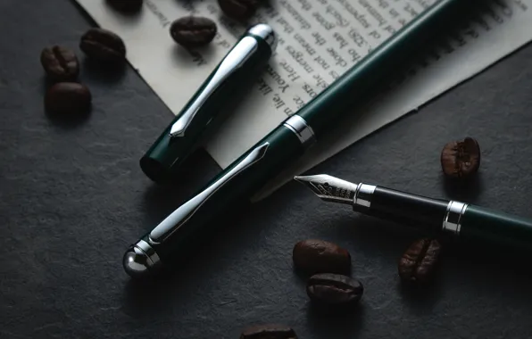 Pen, coffee, grain, handle