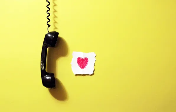 Picture wall, heart, handset, paper