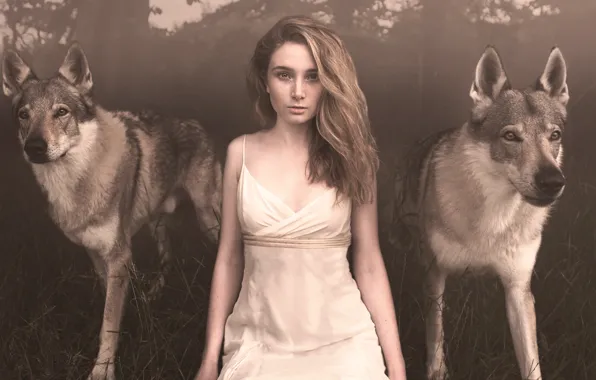 Picture girl, wolf, we're a pack