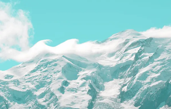 The sky, Clouds, Snow, Mountain