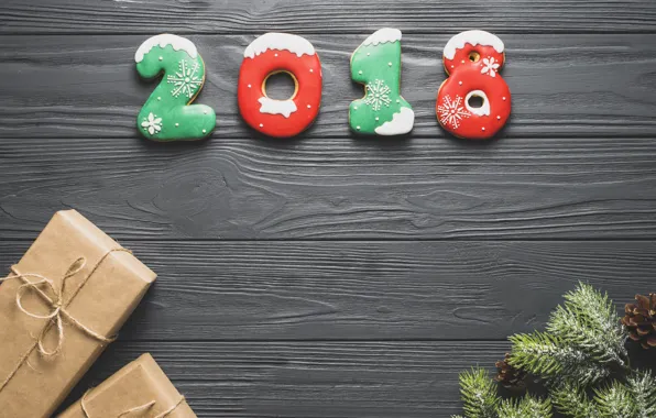 Holiday, new year, spruce, cookies, tsyfry