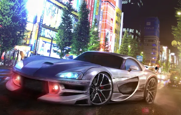 Auto, The city, Machine, Dodge, Art, Viper, Dodge Viper, Supercar