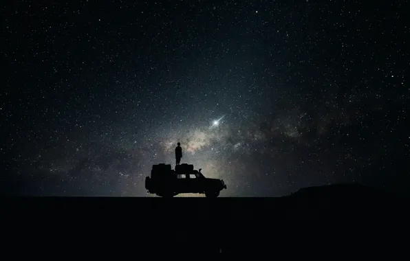 Picture car, sky, night, stars