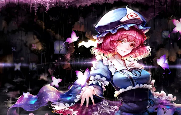 Girl, butterfly, anime, fan, Touhou