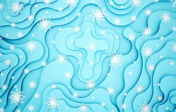 Winter, snow, snowflakes, background, Christmas, blue, winter, background