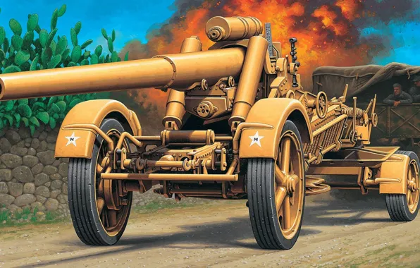 Figure, truck, the Germans, The Wehrmacht, 17 cm K.Mrs.Laf, Cannon, German heavy field gun-howitzer