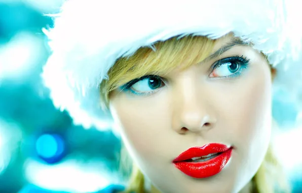Look, face, hat, lipstick, blonde, lips