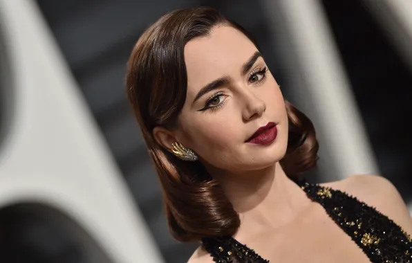 Girl, makeup, Lily Collins, American actress
