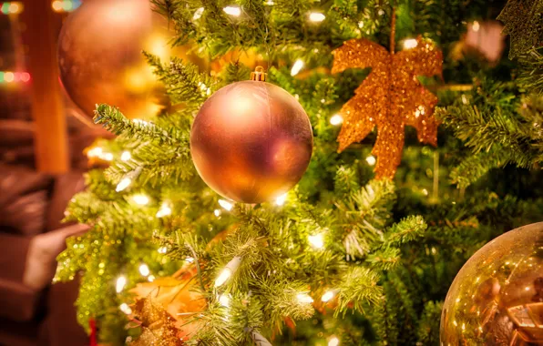 Balls, balls, Christmas, New year, tree, light bulb