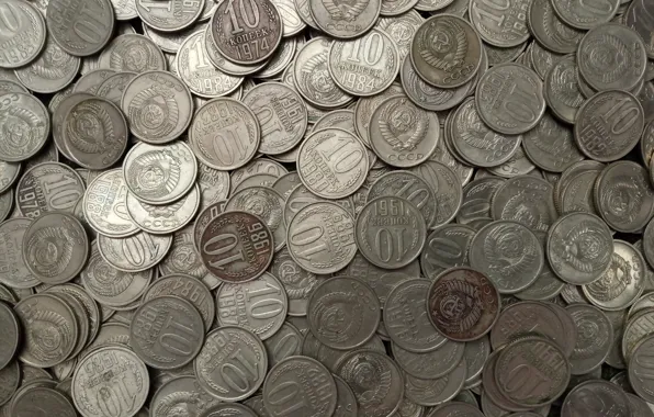 USSR, coins, detail, 10 cents