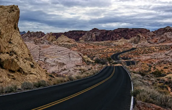 Road, landscape, mountains