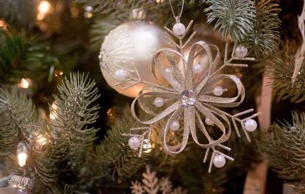 Balls, decoration, toys, tree, snowflake