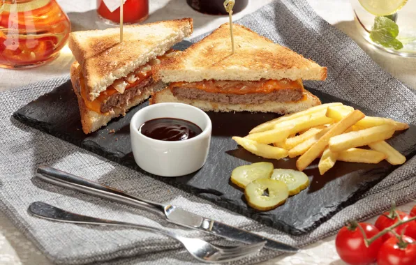 Sandwich, sauce, sandwich, potatoes, pamida