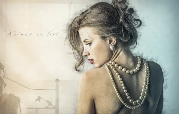 Girl, back, necklace, art, hairstyle, blonde