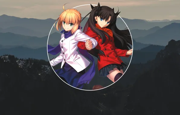 Girl, Rin, Artoria, the saber, Fate stay night, Fate / Stay Night
