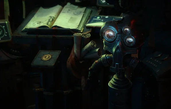 Skull, book, scrolls, Warhammer 40 000, Mechanic, cogitator