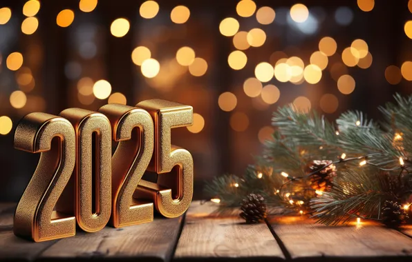 Gold, figures, New year, golden, new year, background, bokeh, decoration