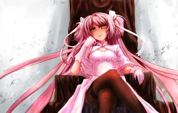 Picture look, girl, tree, sitting, sorceress, the throne, anime, art