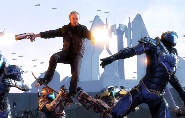 Picture battle, crossover, skateboard, halo 4, kevin spacey, Call of Duty: Advanced Warfare