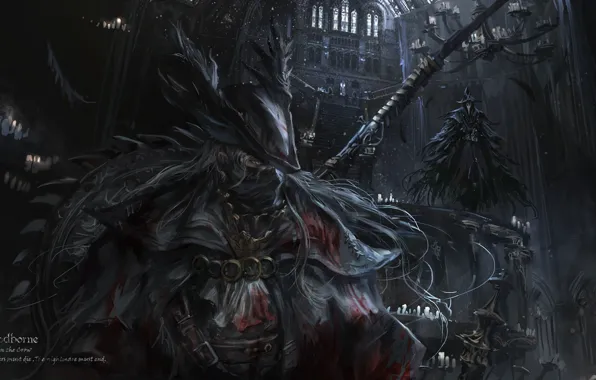 Picture night, mask, hunter, characters, bloodborne