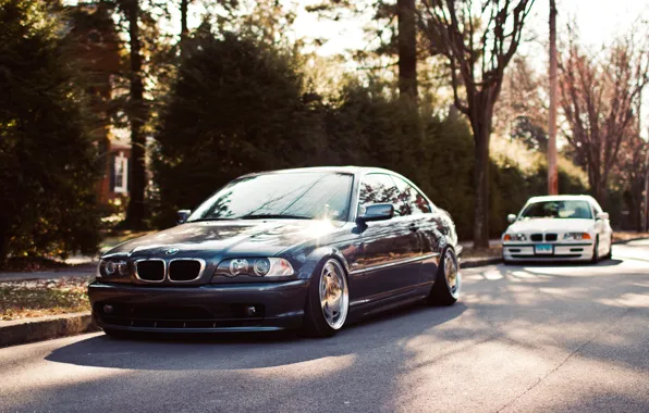 Two, BMW, coupe, BMW, E46, stance works