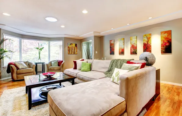 Light, design, table, sofa, furniture, window, pictures, mansion