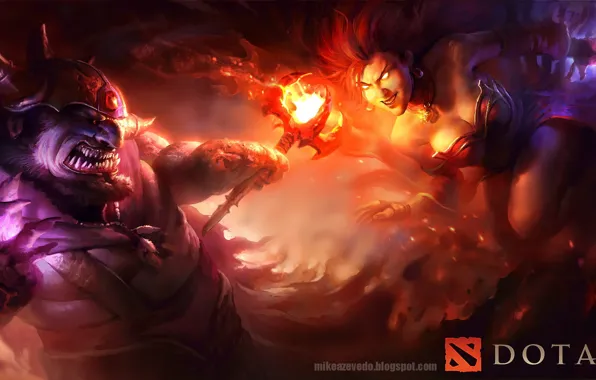 Picture lion, fight, dota 2, lina