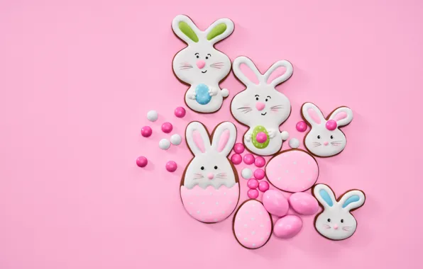 Background, pink, cookies, Easter, figures, Serhii Bobyk
