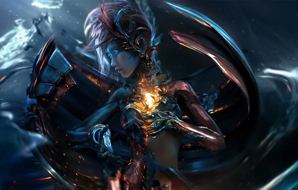 Picture girl, lights, magic, wings, art, wen jr