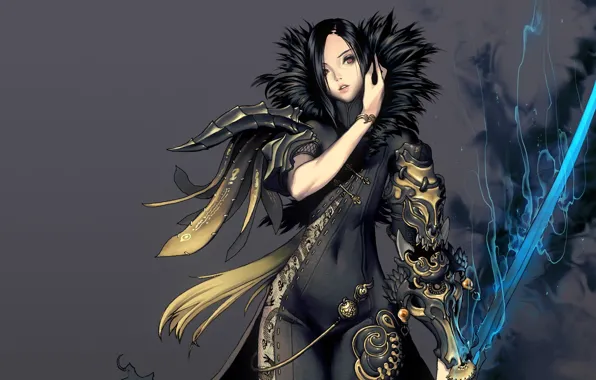 Wallpaper Girl, Sword, Brunette, Outfit, Blade And Soul For Mobile.