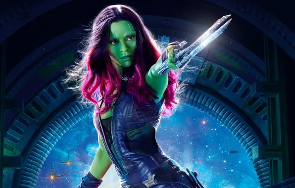 Fiction, poster, Zoe Saldana, Zoe Saldana, Gamora, Gamora, Guardians of the Galaxy Vol. 2, Guardians …