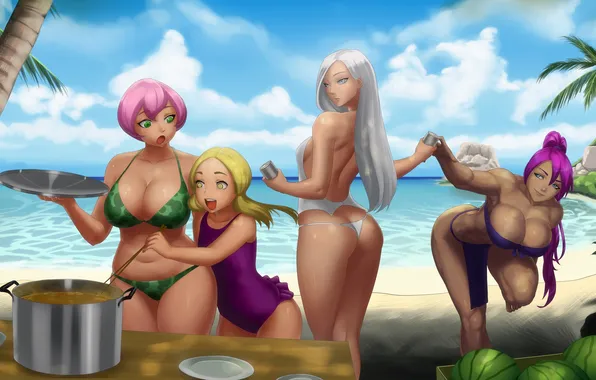 Sea, beach, swimsuit, ass, chest, summer, girl, shore