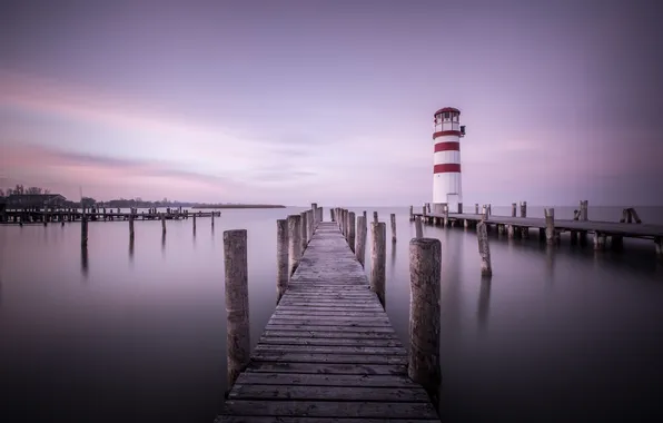 Sea, bridge, lighthouse