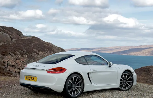 Machine, white, the sky, Porsche, Cayman, Porsche
