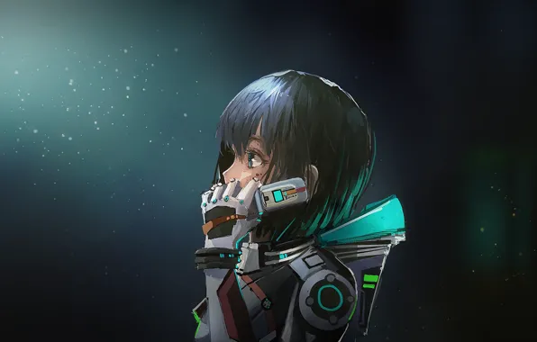 Stars, astronaut, anime, brunette, phone, the conversation, anime, stars