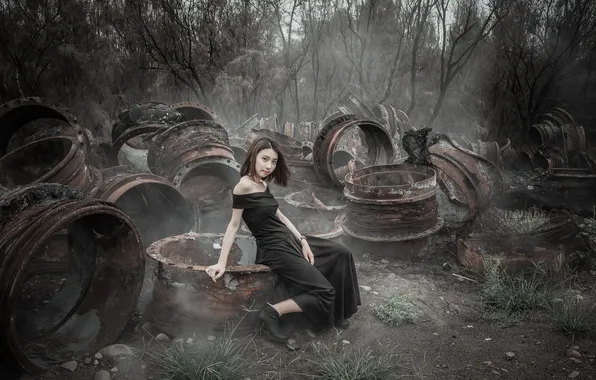 Girl, background, Asian