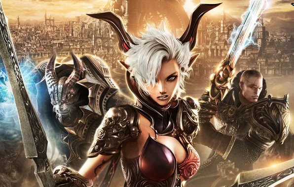The city, weapons, armor, warrior, human, Castanic, Aman, TERA online