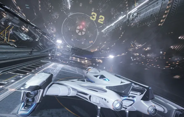 Spaceship, hologram, Elite: Dangerous, Space Station