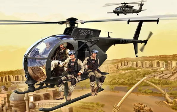 Helicopter, USA, UH-60 Black Hawk, US Army, MH-6M, Special Forces, Little Bird
