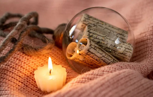 Winter, dreams, holiday, thoughts, ball, candle, Christmas, New year