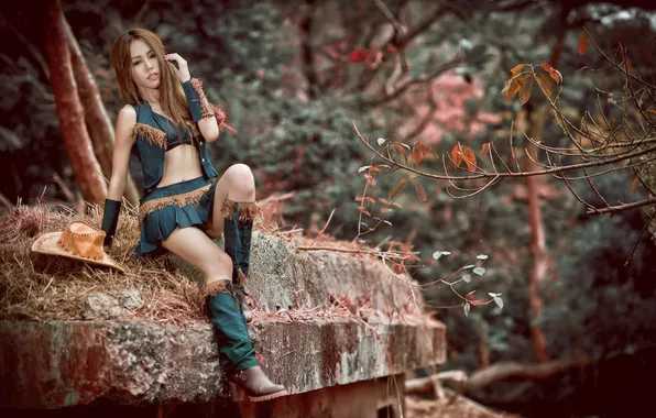 Girl, pose, background