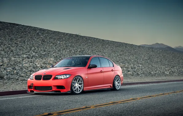 BMW, BMW, Red, red, tuning, 335i, E90, The 3 series