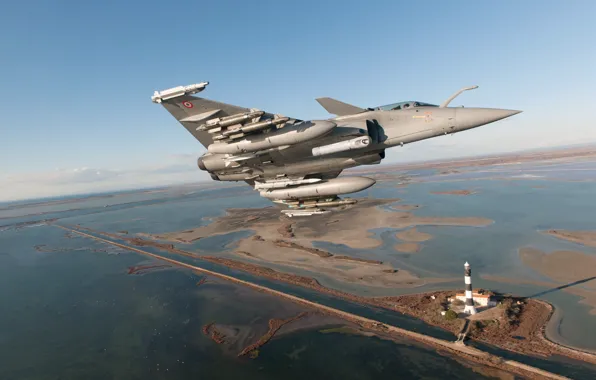 Picture Lighthouse, Fighter, Dassault Rafale, The French air force, Air force, PTB, Air bombs, MBDA Meteor
