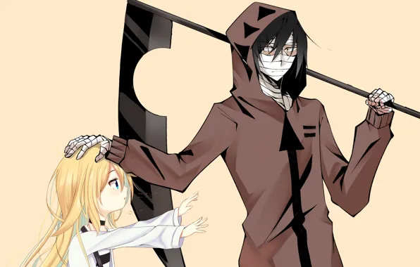 Picture weapons, art, girl, braid, guy, two, Angel bloodshed, Satsuriku no Tenshi