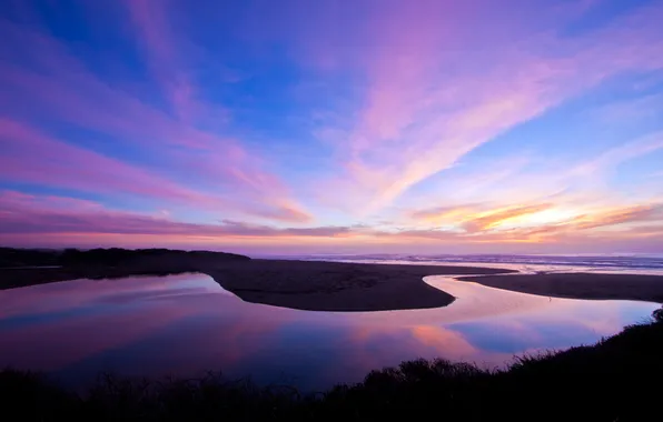 Picture sea, the sky, sunset, coast, CA, Laguna, North Salmon Creek Beach